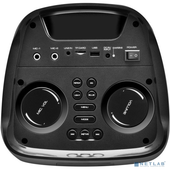 Ginzzu GM-215 {80Вт, LED-дисплей, TWS, 60Гц- 18кГц, USB-flash, microSD-card, FM-радио, пульт ДУ, бат