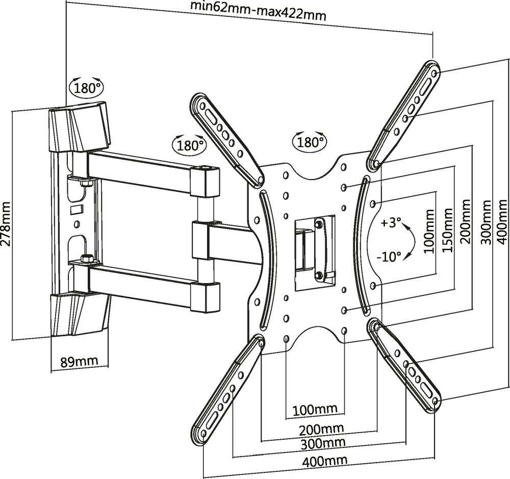 Кронштейн для телевизора Ultramounts UM904 черный 32"-55" макс.30кг настенный поворотно-выдвижной и 
