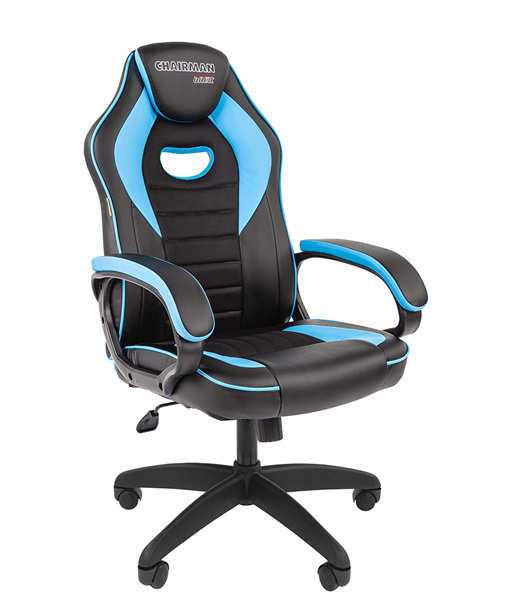 Офисное кресло Chairman   game 16 Россия экопремиум черный/голубой