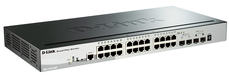 Коммутатор D-Link DGS-1510-28P/A1A 24x1Гбит/с 2SFP 2SFP+ 24PoE 193W управляемый