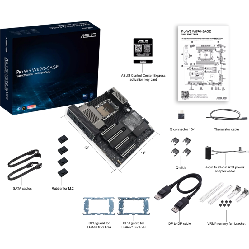 Материнская плата серверная ASUS PRO WS W890-SAGE LGA4710 EEB 8xDDR5 7xPCIEx16