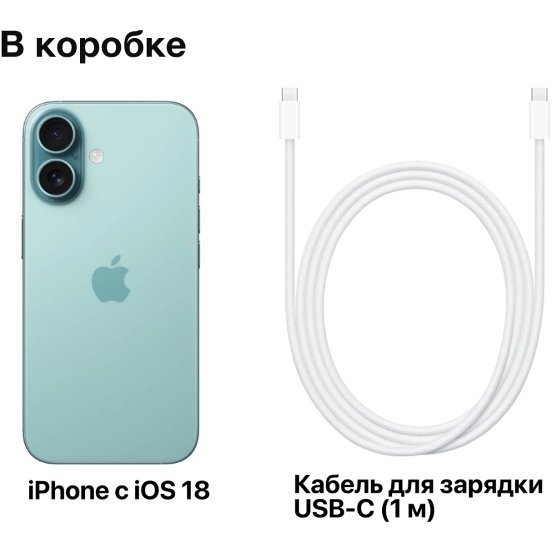 Смартфон Apple iPhone 16 128GB Teal SIM + eSIM