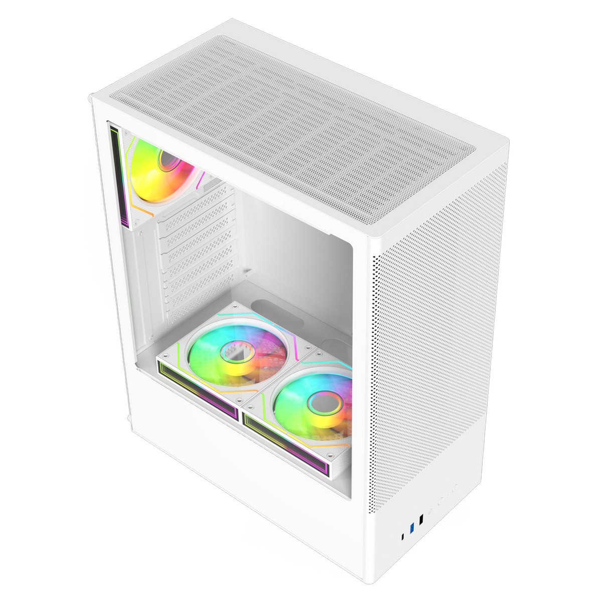 Корпус для ПК ACD Citadel 108W ATX, Type-C + 2XUSB ports + HD audio combo, Mesh, TG, White.