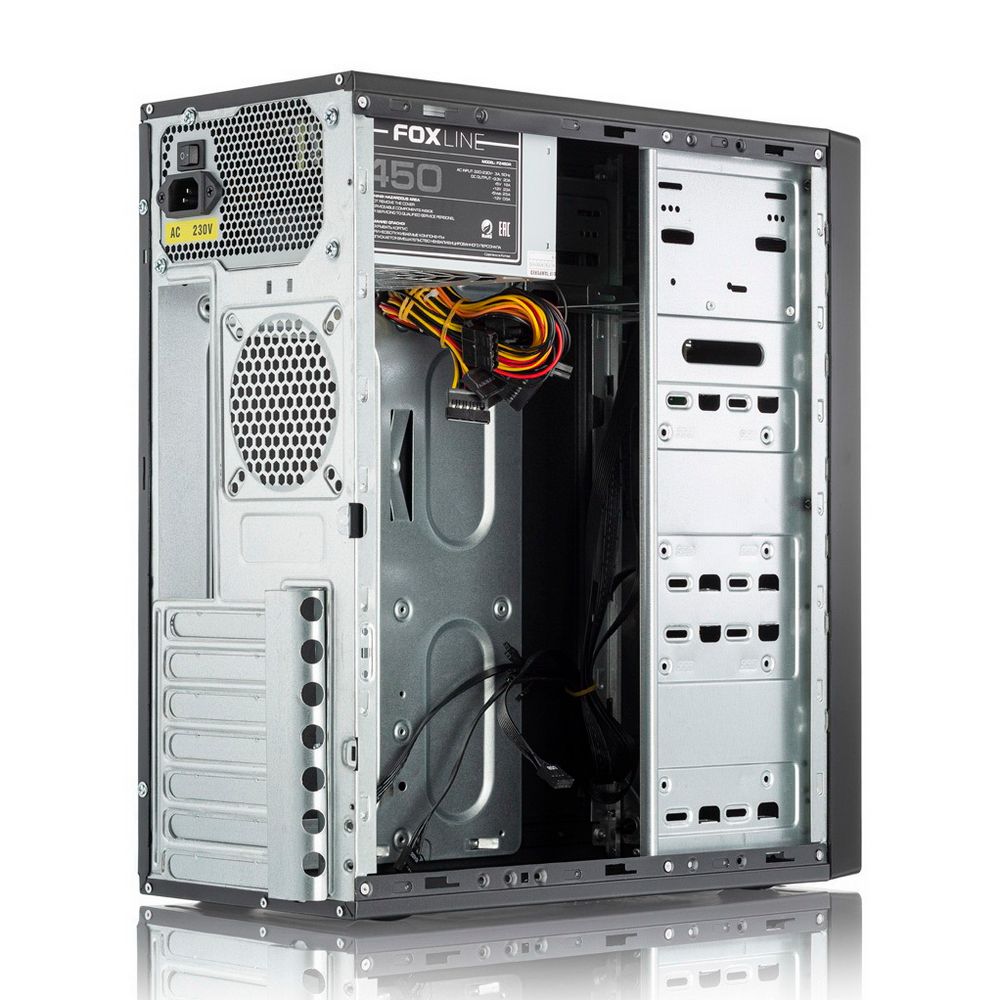 Корпус FoxLine FL-301-FZ450R-U32 ATX case, black, w/PSU 450W 12cm, w/2xUSB2.0+2xUSB3.0, w/pwr cord, 