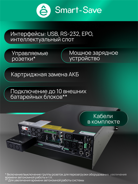 Источник бесперебойного питания Systeme Electriс SRT SRTSE6KRTXLIG2-NC 6000Вт 6000ВА черный