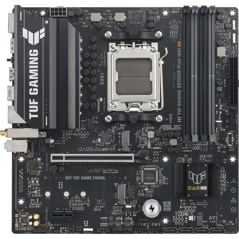Материнская плата ASUS TUF GAMING A620AM-PLUS WIFI, AM5, A620A, 4*DDR5, 4*SATA, 2*M.2, 2*USB 3.2, 4*