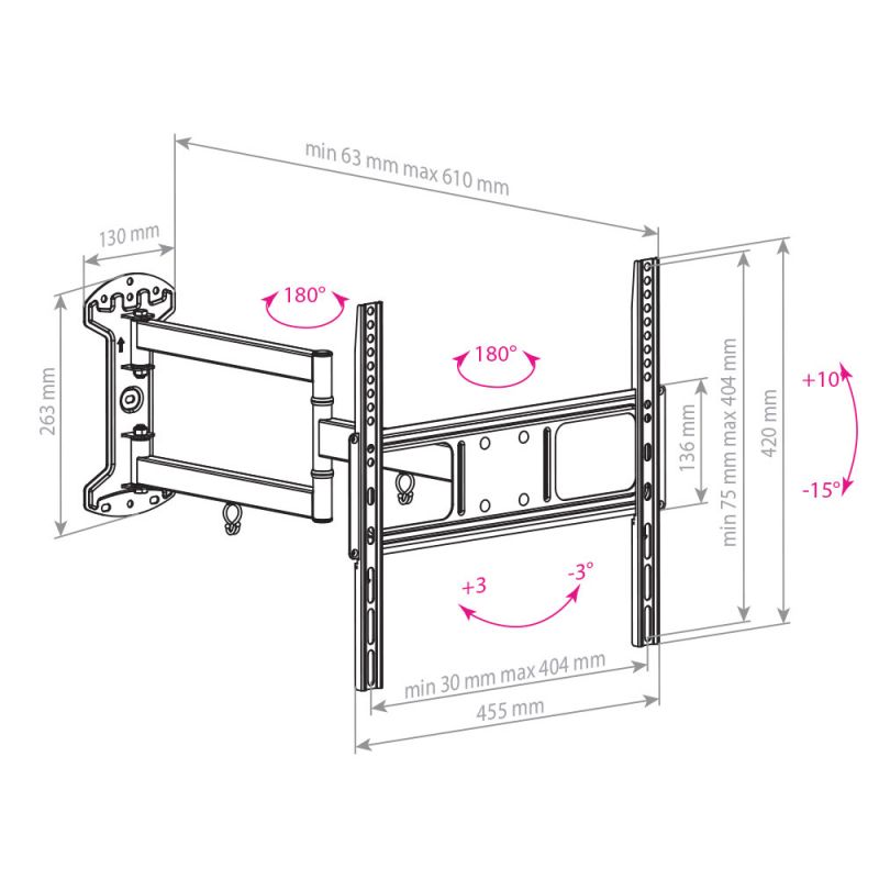 Кронштейн для телевизора Arm Media LCD-415 черный 24"-55" макс.35кг настенный поворотно-выдвижной и 