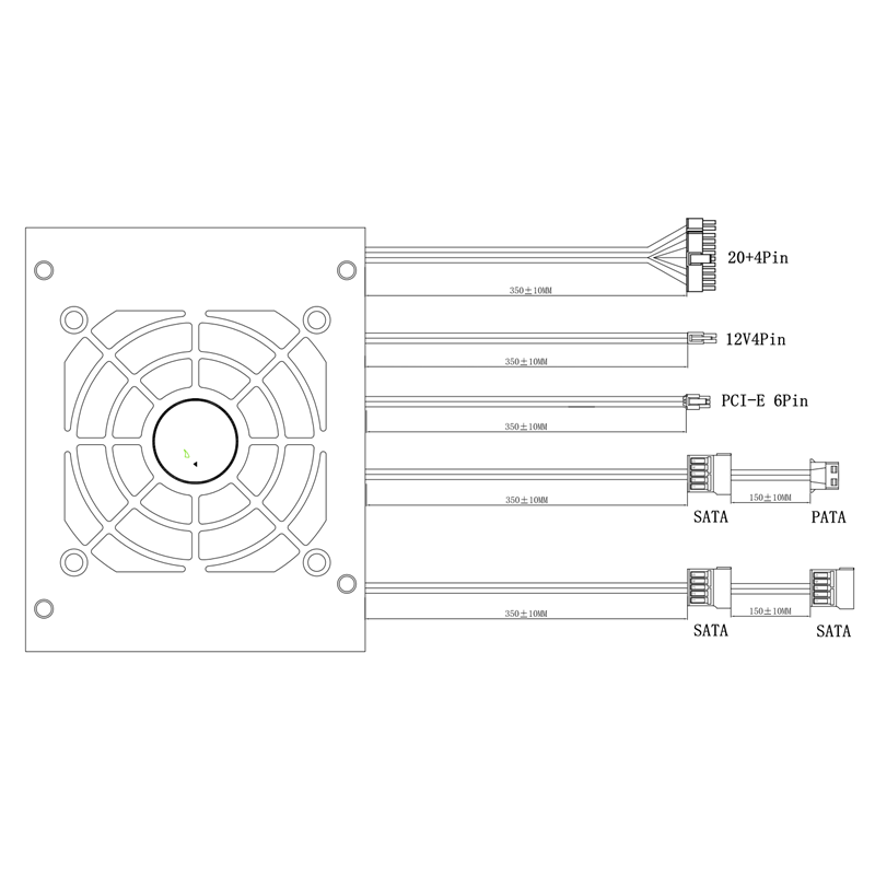 Блок питания FOXCONN 300W SFX PSU, APFC, 80FAN, 3xSATA, 1x4PIN, 1x6PIN PCI-E, 24+4