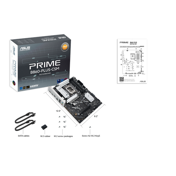 Материнская плата ASUS PRIME B860-PLUS-CSM, LGA1851, B860, 4*DDR5, 4*SATA, 2*M.2, 3*USB 3.2, 4*USB 2