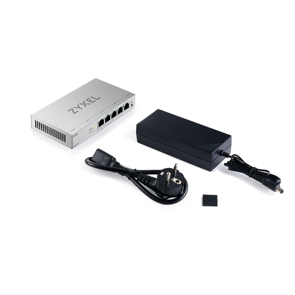 Коммутатор Web Smart L2 коммутатор Zyxel GS1200-5HPv3, 5xGE (4xPoE+), бюджет PoE 68 Вт, настольный, 