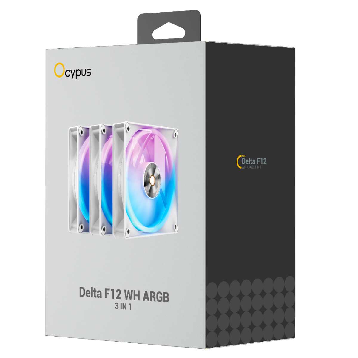 Вентилятор для корпуса Ocypus Delta F12 WH ARGB 3 IN 1, 120x120x25mm, 4-PIN PWM, 500-2000 RPM, 29 DB