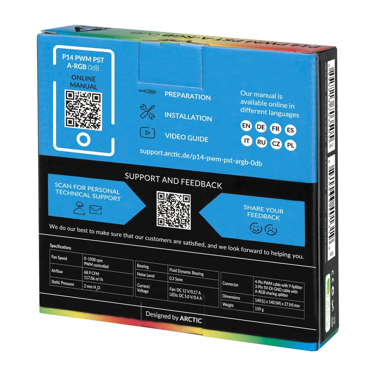 Вентилятор Arctic Cooling ARCTIC P14 PWM PST A-RGB 0dB (Black) - retail (ACFAN00239A)