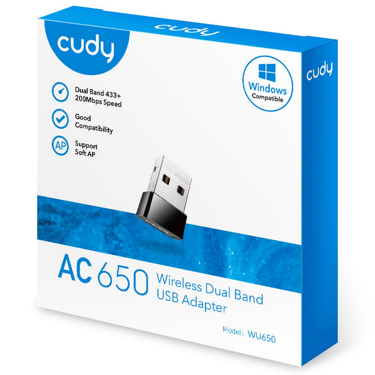 Сетевой адаптер Wi-Fi Cudy WU650 AC650 USB 2.0 (ант.внутр.) 1ант.