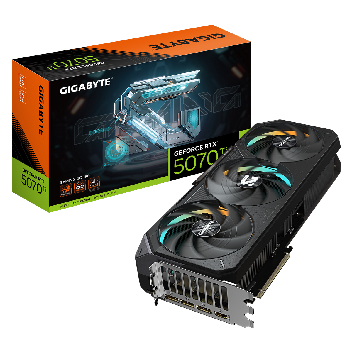 Видеокарта GIGABYTE RTX5070Ti GAMING OC 16Gb//RTX5070Ti, HDMI*1, DP*3, 16G,D7