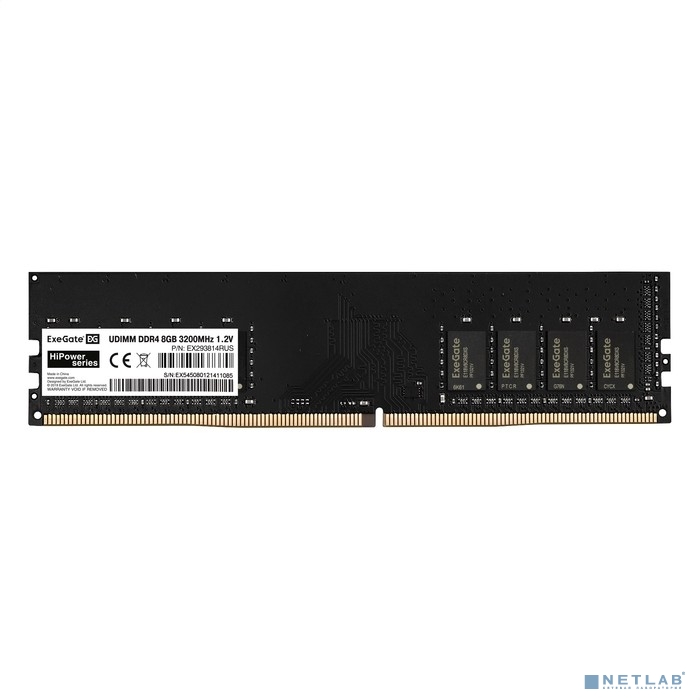 Exegate EX293814RUS Модуль памяти ExeGate HiPower DIMM DDR4 8GB <PC4-25600> 3200MHz