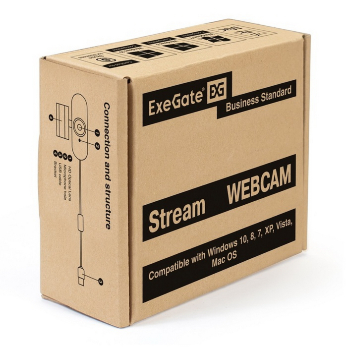 Веб-камера ExeGate Stream C940 2K T-Tripod (матрица 1/3" 5Мп, 2560x1440, 30fps, 4-линзовый объе