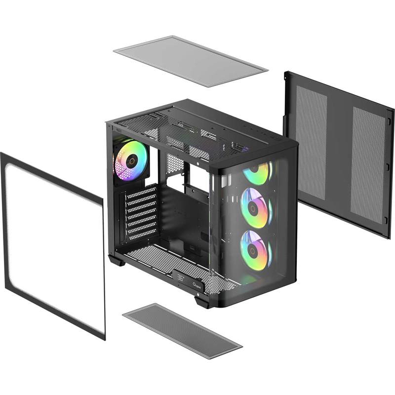 Корпус Ocypus Iota C70 Curve BK ARGB, Midi-Tower, TG, 4x120mm ARGB, 2xUSB-A 3.0 + 1xUSB-C 3.1, ATX, 