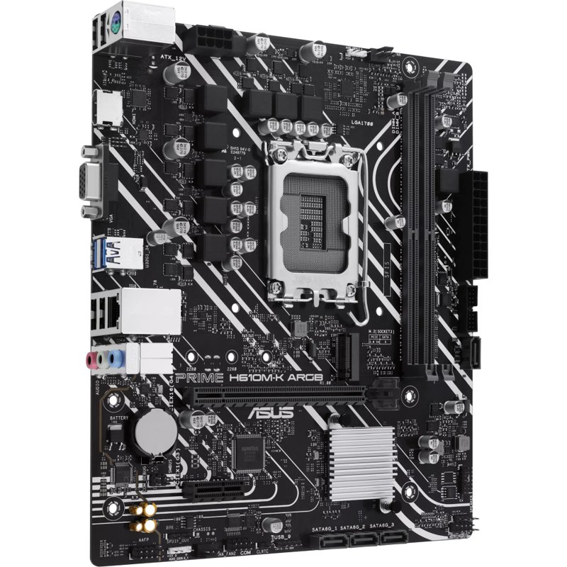 Материнская плата Asus PRIME H610M-K D4 ARGB Soc-1700 Intel H610 2xDDR4 mATX AC`97 8ch(7.1) GbLAN+HD
