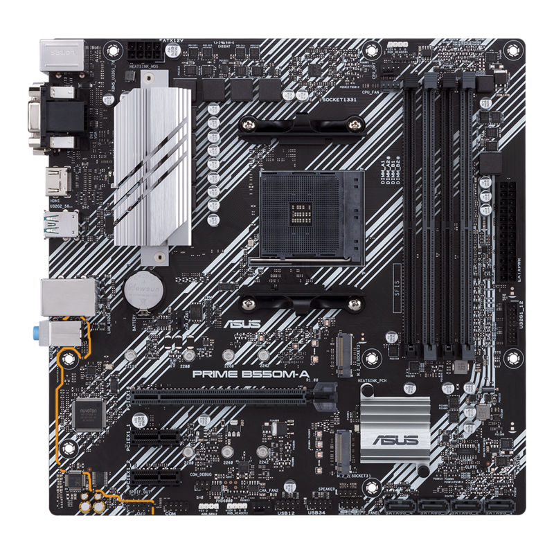 Материнская плата Asus PRIME B550M-A/CSM Soc-AM4 AMD B550 4xDDR4 mATX AC`97 8ch(7.1) GbLAN RAID+VGA+