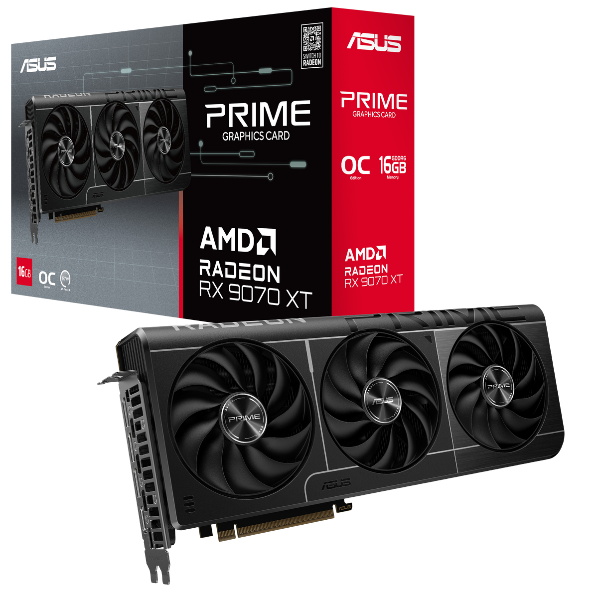 Видеокарта Asus PCI-E 5.0 PRIME-RX9070XT-O16G AMD Radeon RX 9070XT 16Gb 256bit GDDR6 2460/20000 HDMI