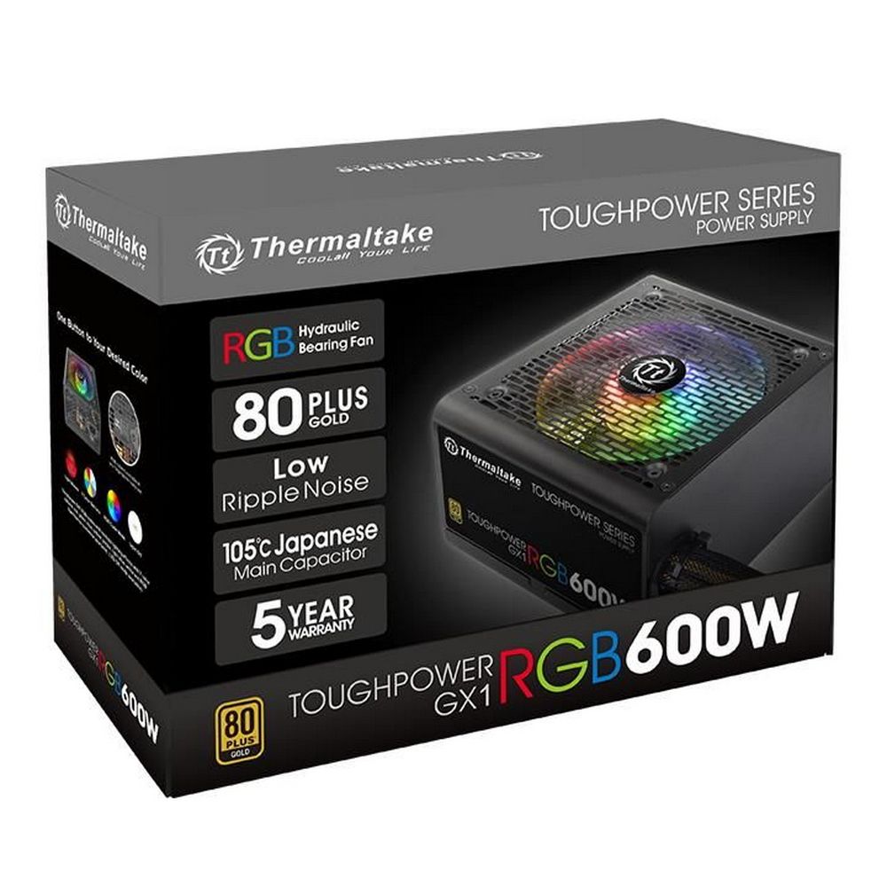 Блок питания Thermaltake ATX 600W Toughpower GX1 RGB 80+ gold (24+4+4pin) APFC 120mm fan color LED 8