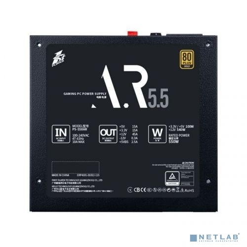 1STPLAYER Блок питания AR 750W / ATX 2.4, LLC+DC-DC, APFC, 80 PLUS GOLD, 120mm fan / PS-750AR
