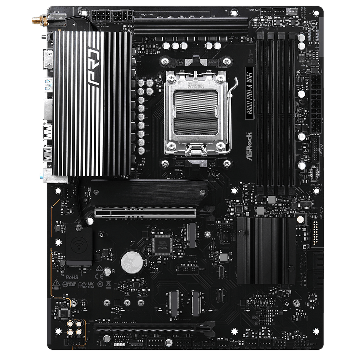 Материнская плата Asrock B850 PRO-A WIFI Socket AM5 AMD B850 4xDDR5 ATX AC`97 8ch(7.1) 2.5Gg RAID+HD