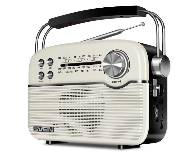 АС SRP-500, белый (3 Вт,Bluetooth, FM/AM/SW, USB, microSD, AUX,  встроенный аккумулятор)