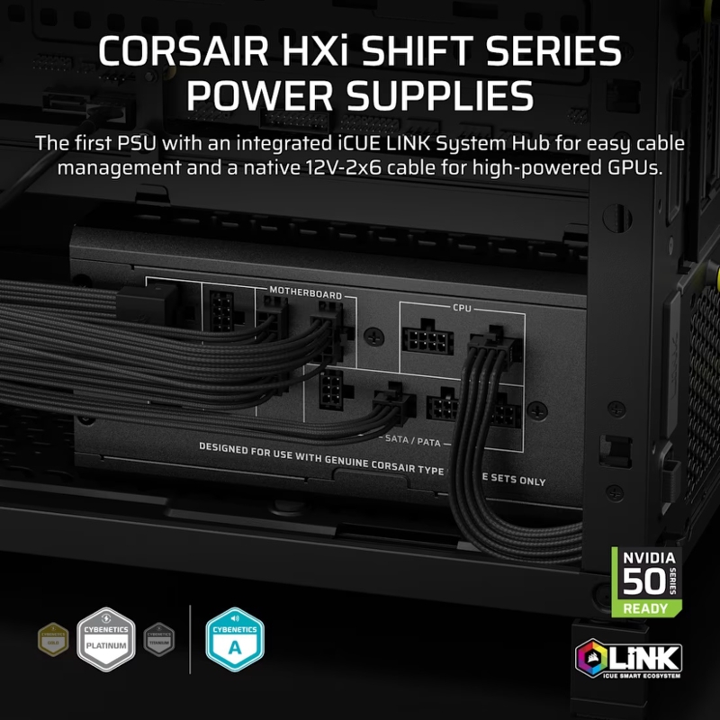 Блоки питания Corsair HX1500i SHIFT, Model RPS0196, 1500W 80+ Platinum (ATX, 3.1, PCIe 5.1, Full mod