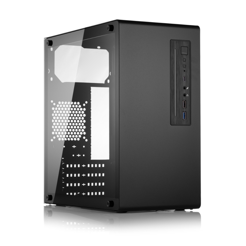 Корпус Foxline FL-728TG, mATX, TG, 1xUSB3.0+1xUSB2.0+1xType-C(USB2.0)+1xARGB strip on front, Black