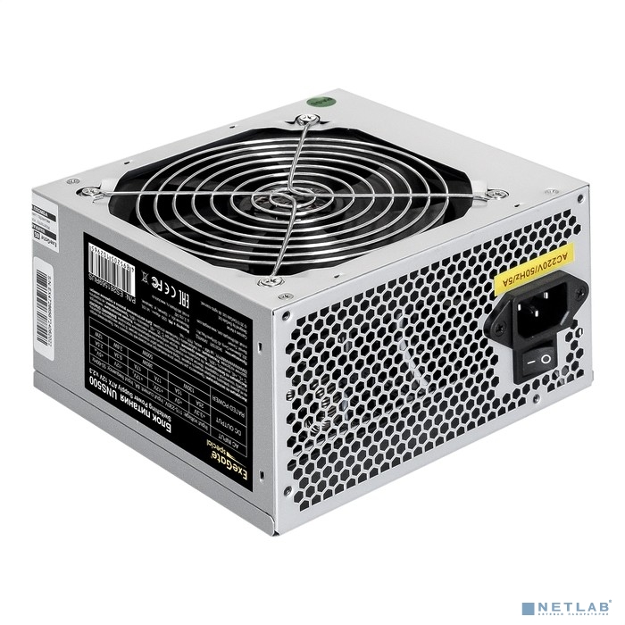 Exegate ES261569RUS-PC Блок питания 500W ExeGate UNS500 (ATX, PC, 12cm fan, 24pin, 4pin, PCIe, 3xSAT