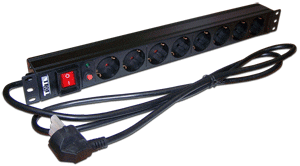 Блок распределения питания Lanmaster TWT-PDU19-16A8P-1.8 гор.размещ. 8xSchuko базовые 16A Schuko 1.8