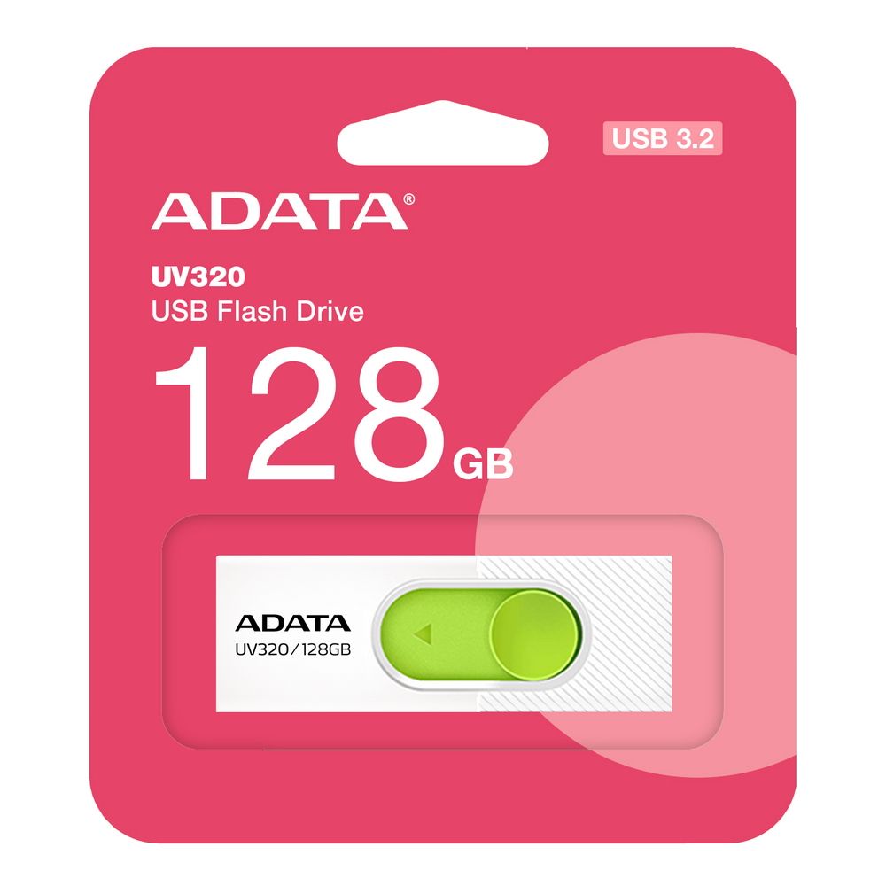 Флеш Диск A-Data 128GB UV320 AUV320-128G-RWHGN USB3.2 белый/зеленый
