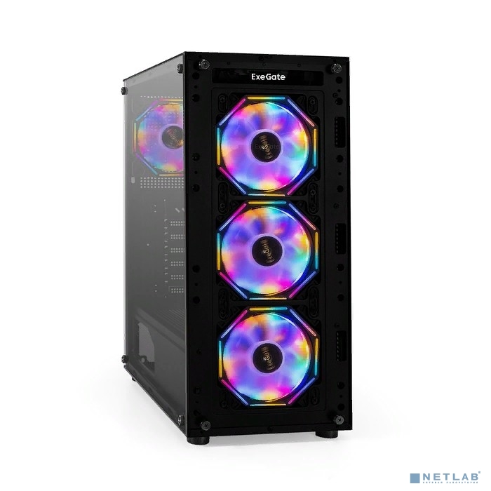 Exegate EX294967RUS Корпус Miditower ExeGate i3 BASE (ATX, без БП, с окном, 1*USB+1*USB3.0, аудио, 4