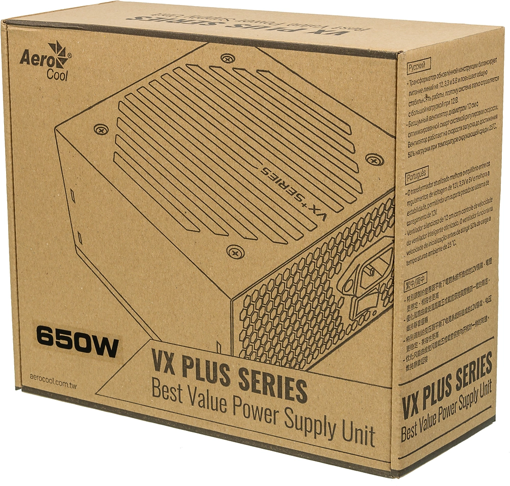 Блок питания Formula V Line VX PLUS 650, 650W, ATX12V v2.3, 12cm Fan (ex Aerocool)