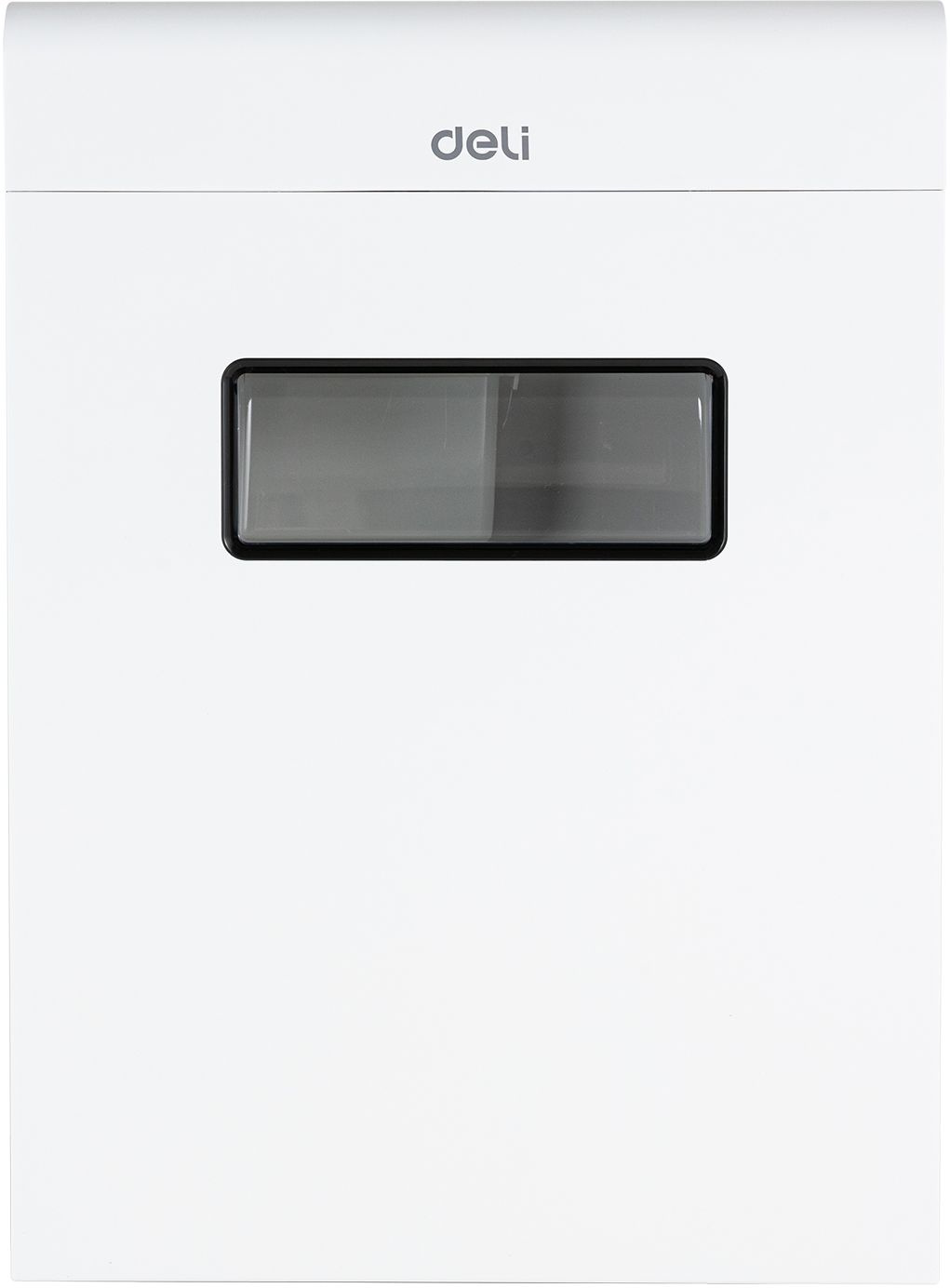 Шредер Deli E9903-EU белый/черный (секр.P-4) фрагменты 12лист. 23лтр. скрепки скобы пл.карты CD