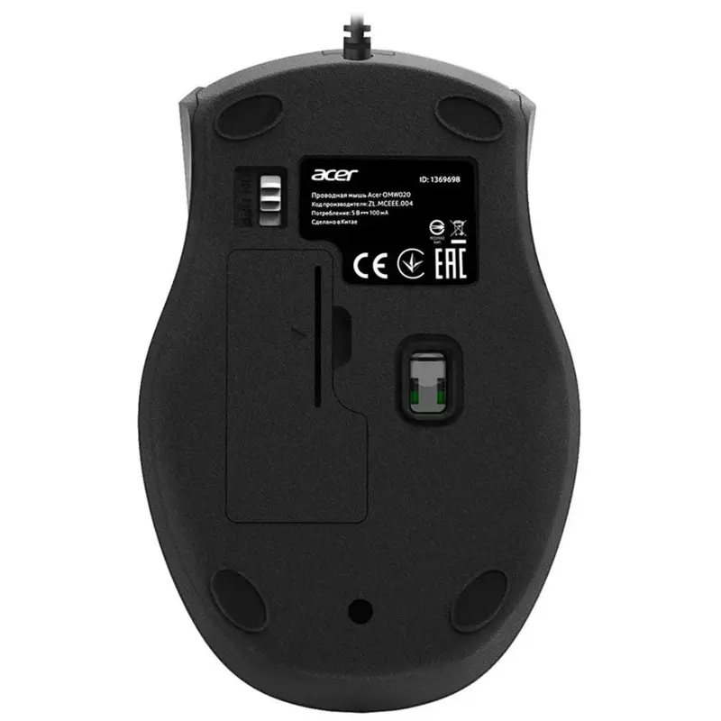 Мышь Acer OMW020 черный оптическая 1600dpi USB 4but (ZL.MCEEE.004)