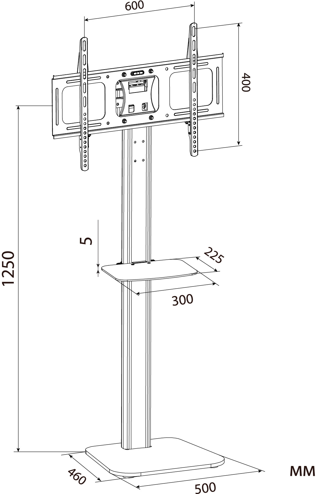 Стойка для телевизора Cactus CS-VM-ST97-D черный 37"-70" макс.68кг напольный