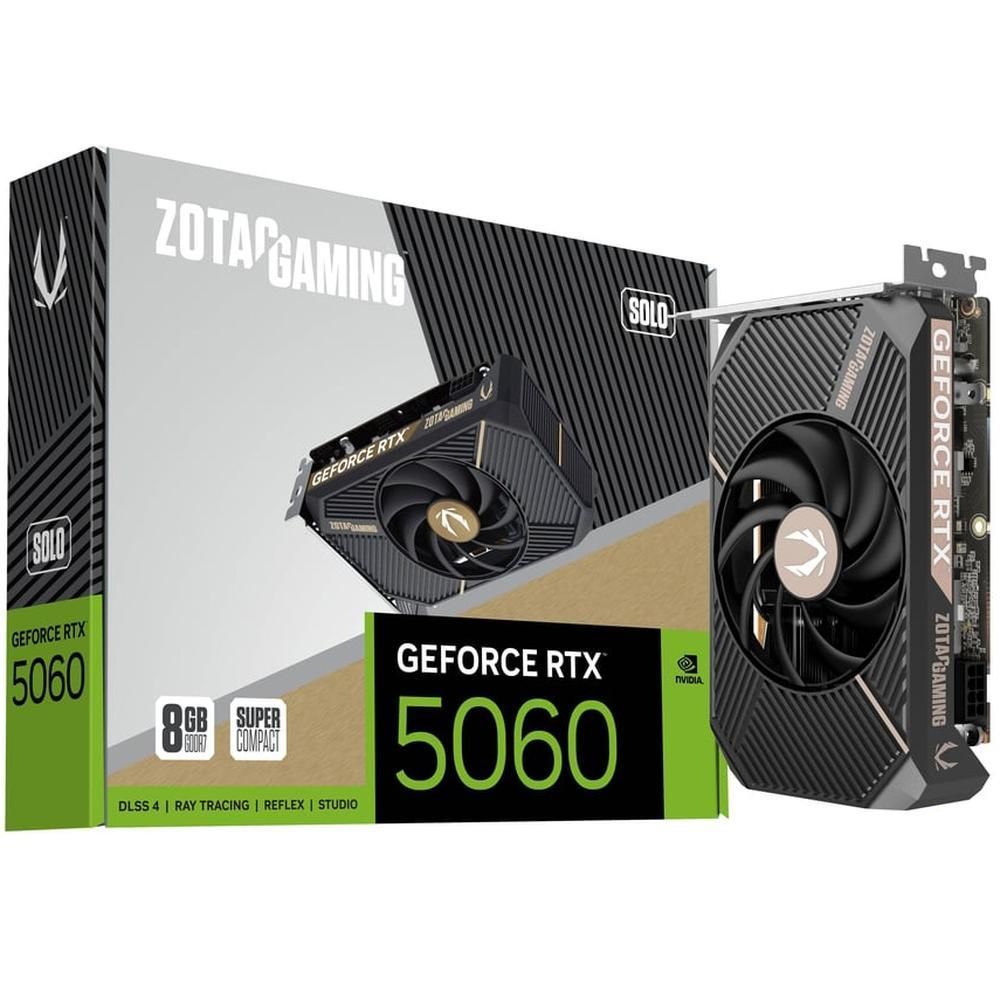 Видеокарта Zotac PCI-E 5.0 RTX 5060 SOLO NVIDIA GeForce RTX 5060 8Gb 128bit GDDR7 2497/28000 HDMIx1 