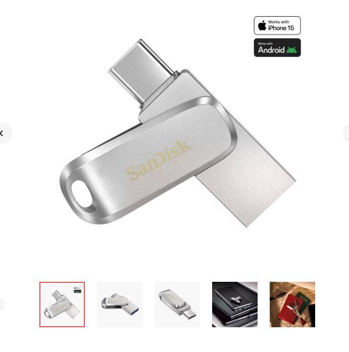 Флеш Диск Sandisk 128GB Ultra Dual Drive Luxe SDDDC4-128G-G46 USB3.0 серебристый