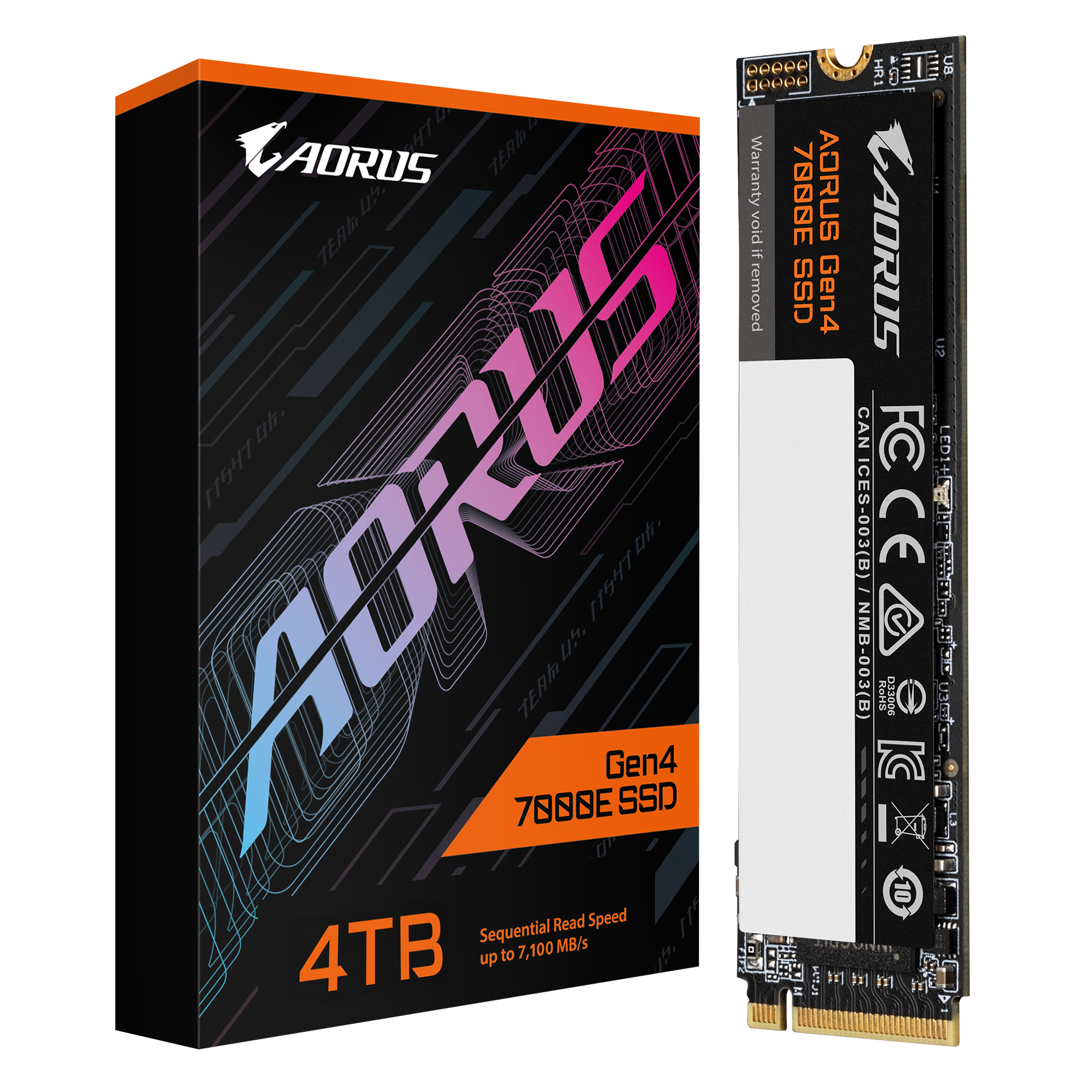 Твердотельный накопитель SSD AORUS M.2 2280 4TB AORUS 7000E Client SSD PCIe Gen4x4 with NVMe, 7100/6