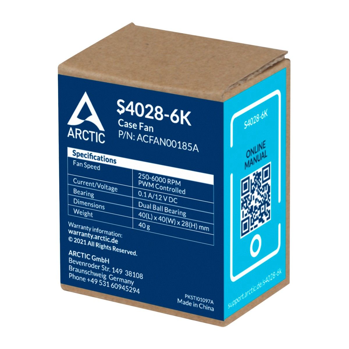 Вентилятор Arctic Cooling Вентилятор корпусной ARCTIC S4028-6K 250 - 6000 rpm Dual Ball Bearing  4-P