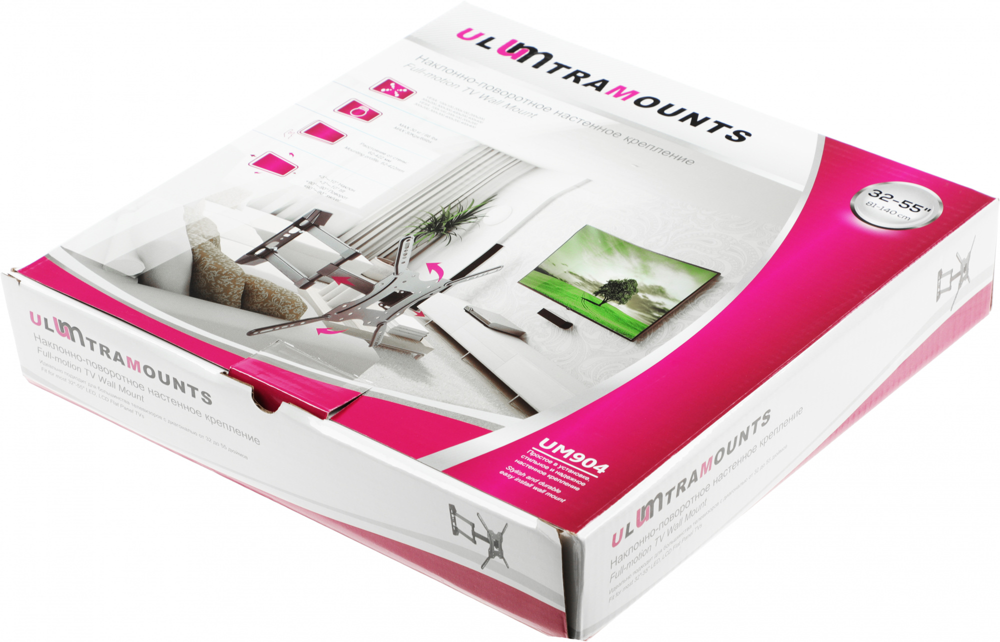 Кронштейн для телевизора Ultramounts UM904 черный 32"-55" макс.30кг настенный поворотно-выдвижной и 