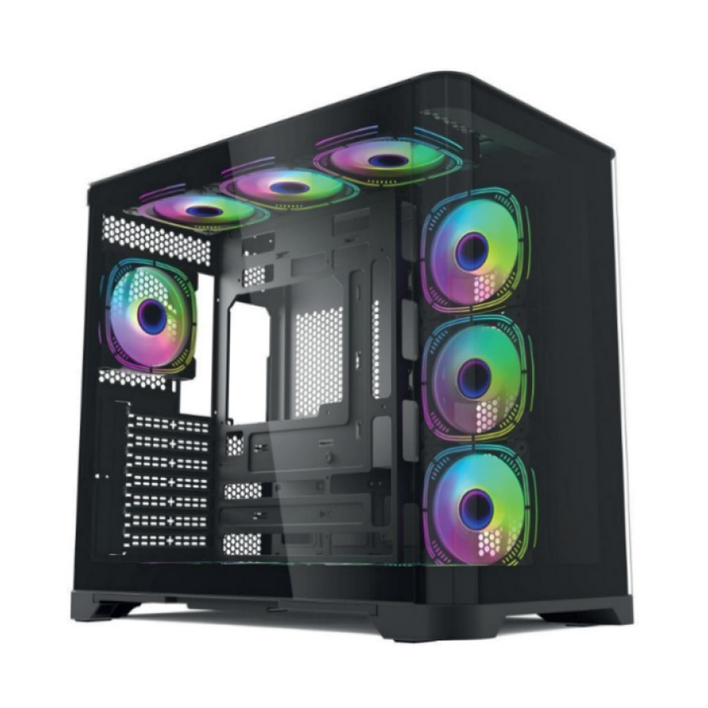 Корпус для ПК Forza Forza FZ-G42B Seaview TG ATX Case, black, w/o psu, Curved Tempered glass front p
