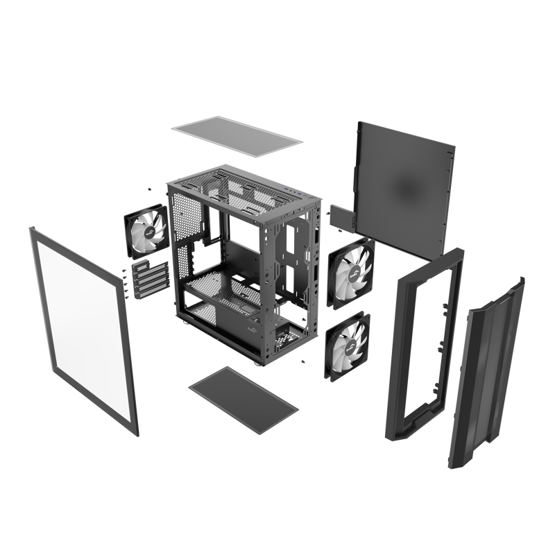 Корпус SAMA S30 Black, Midi-Tower, TG, 2x140mm + 1x120mm ARGB, 1xUSB 3.0 + 1xUSB 3.1 Type-C, mATX, m