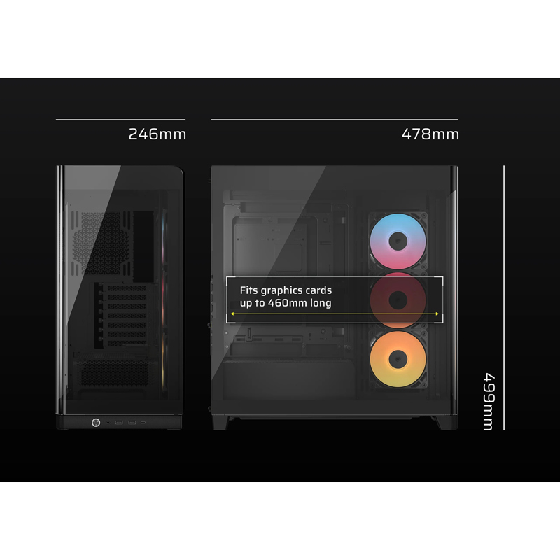 Корпус Corsair Frame 4500X RS-R ARGB, Midi-Tower, TG, 3x120mm ARGB reverse fans, 2xUSB-A 3.2, 1xUSB 