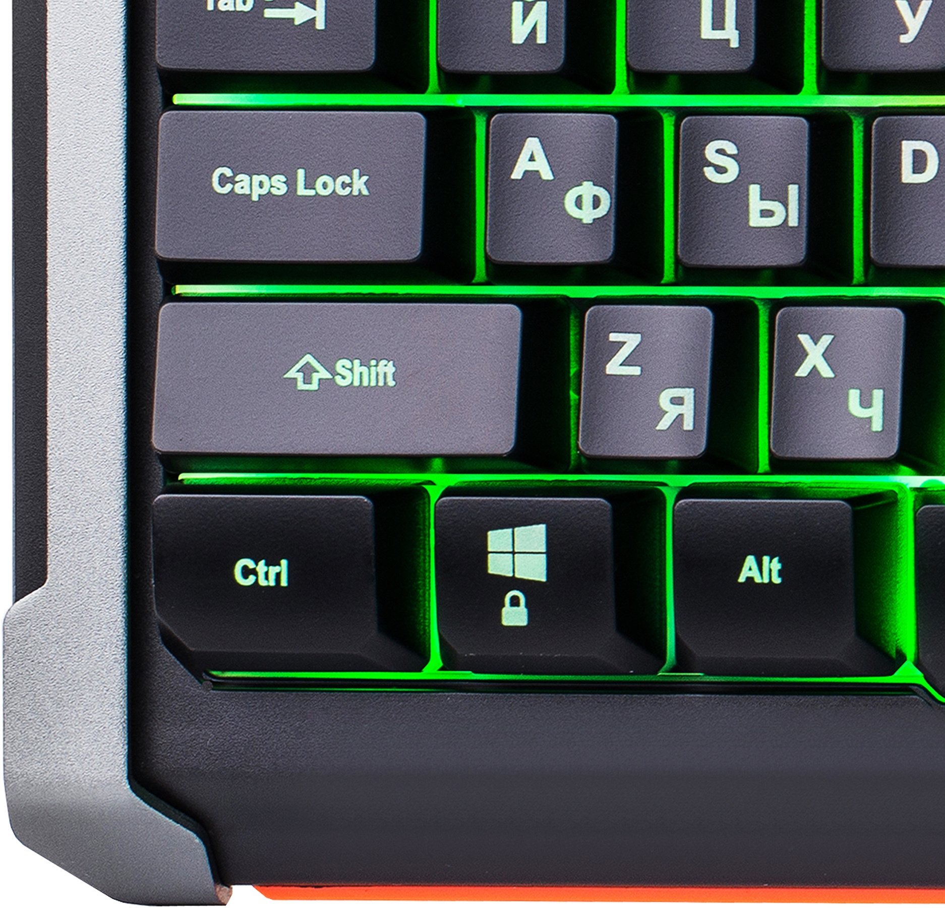 Клавиатура Оклик 717G BLACK DEATH черный/оранжевый USB Multimedia for gamer LED (476395)