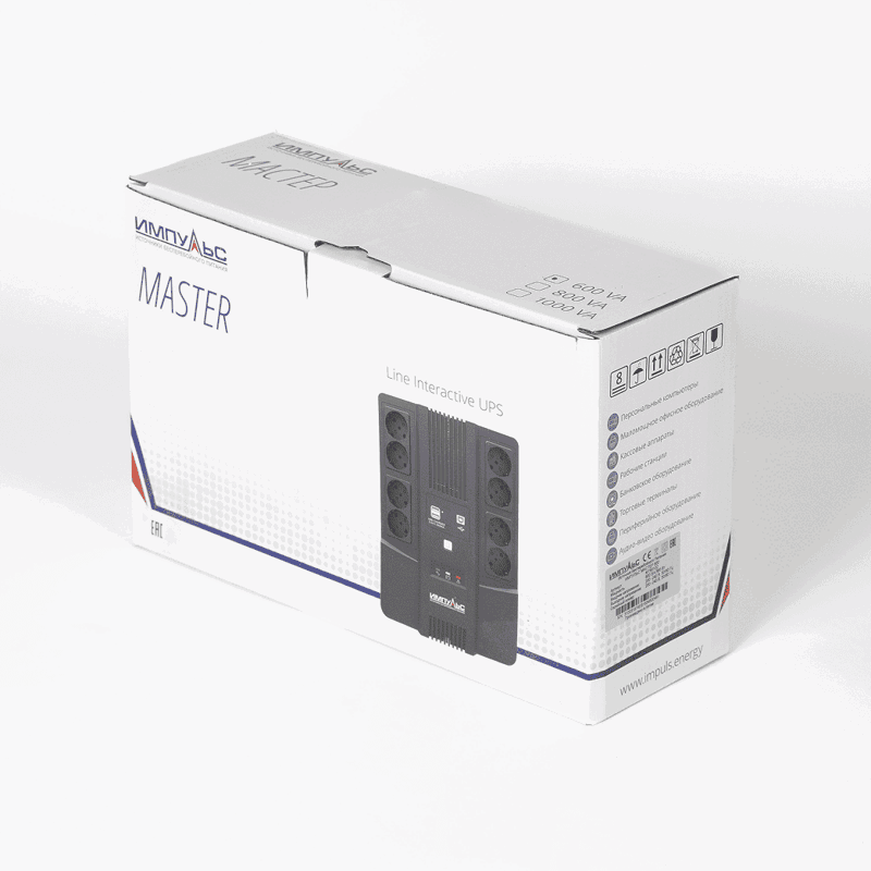 Источник бесперебойного питания Импульс Мастер 600 360Вт 600ВА черный