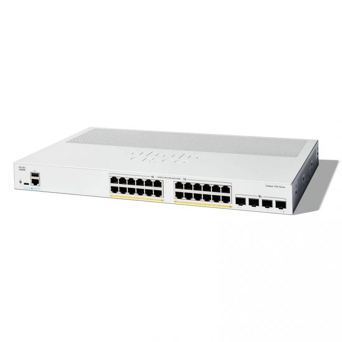Коммутатор CISCO Catalyst 1200 24x10/100/1000 RJ-45 PoE+, 4x10G SFP+ uplinks, PoE+ 195W, Rack Mounti