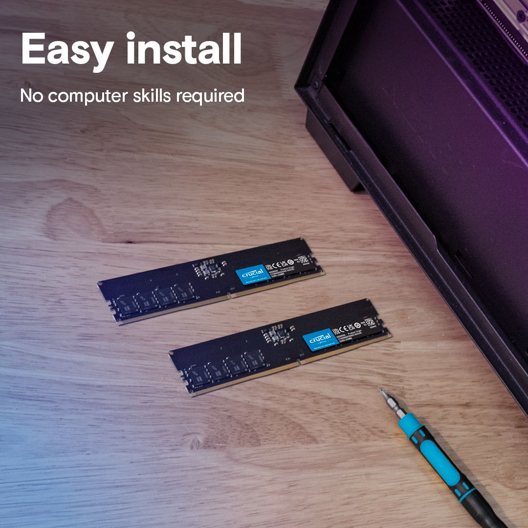 Модуль памяти 16GB Crucial DDR5 4800 UDIMM Basics Desktop Memory Non-ECC, CL40, 1.1V, SRx8, RTL